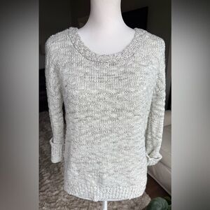 Olive & J XS Cream Crew Neck Sweater With Braided Back Detail, Relaxed Fit